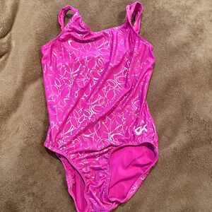 Girl's GK ELITE Pink Silver Sparkle Shimmer Gymnastics Dance Leotard CHILD LARGE